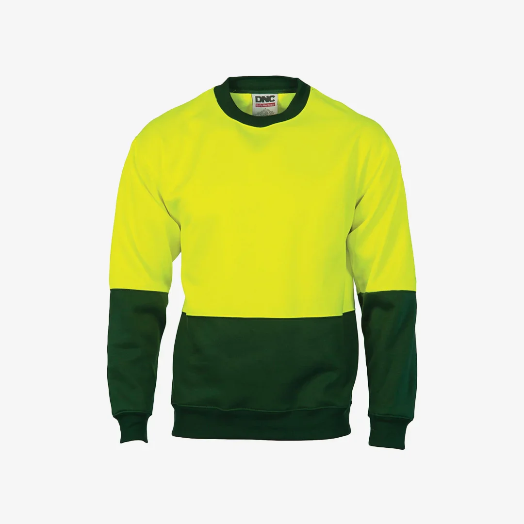 DNC Men's HiVis Two Tone Fleecy Sloppy Joe Crew-Neck Sweat Shirt - Image 3
