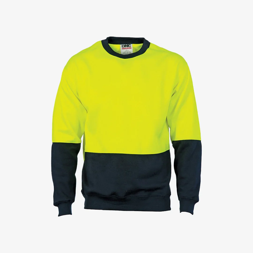 DNC Men's HiVis Two Tone Fleecy Sloppy Joe Crew-Neck Sweat Shirt - Image 5