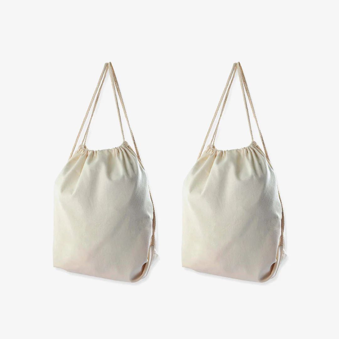 Logo Line Eco Calico Drawstring Library Backpack - Image 3