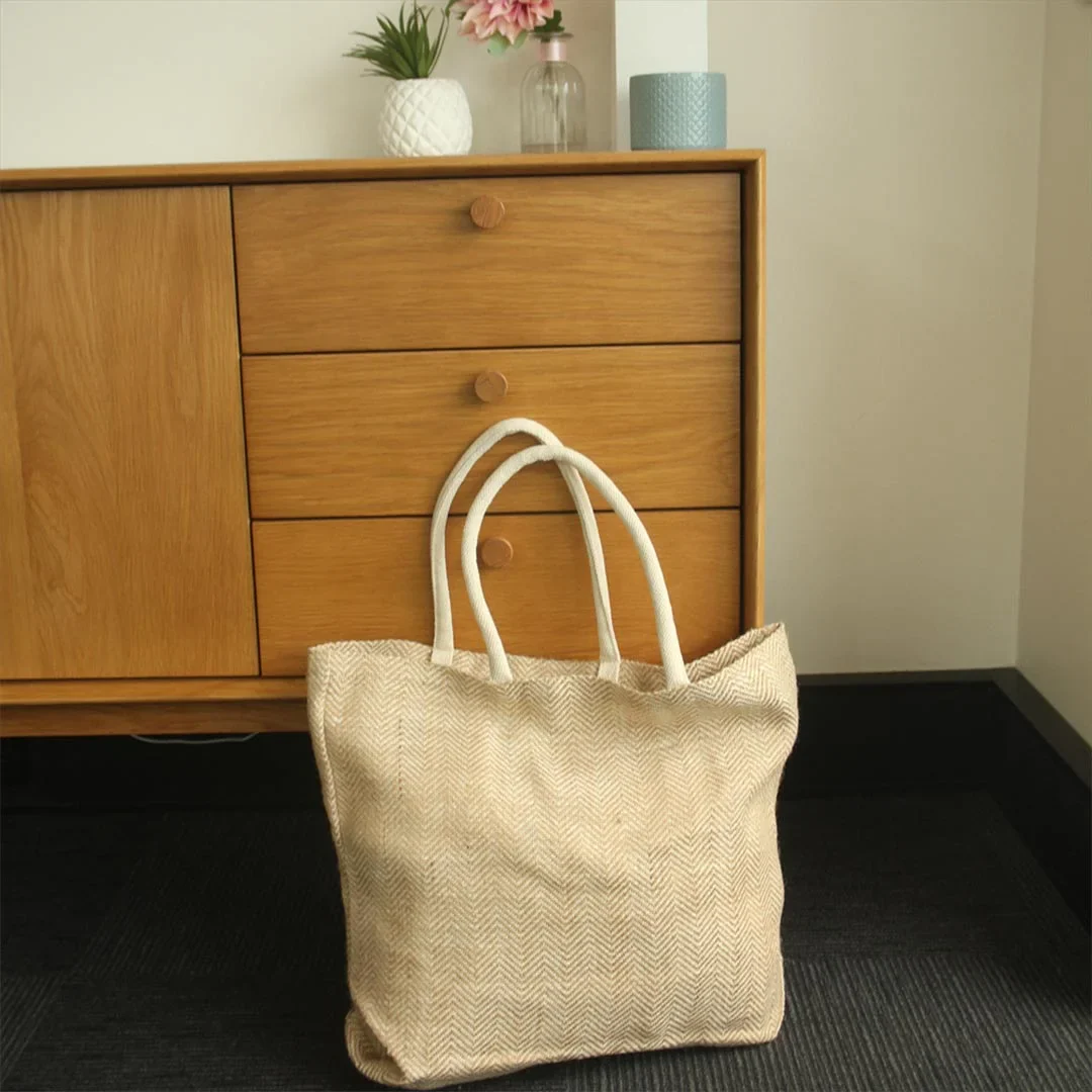 Herringbone Jute Tote - Image 2