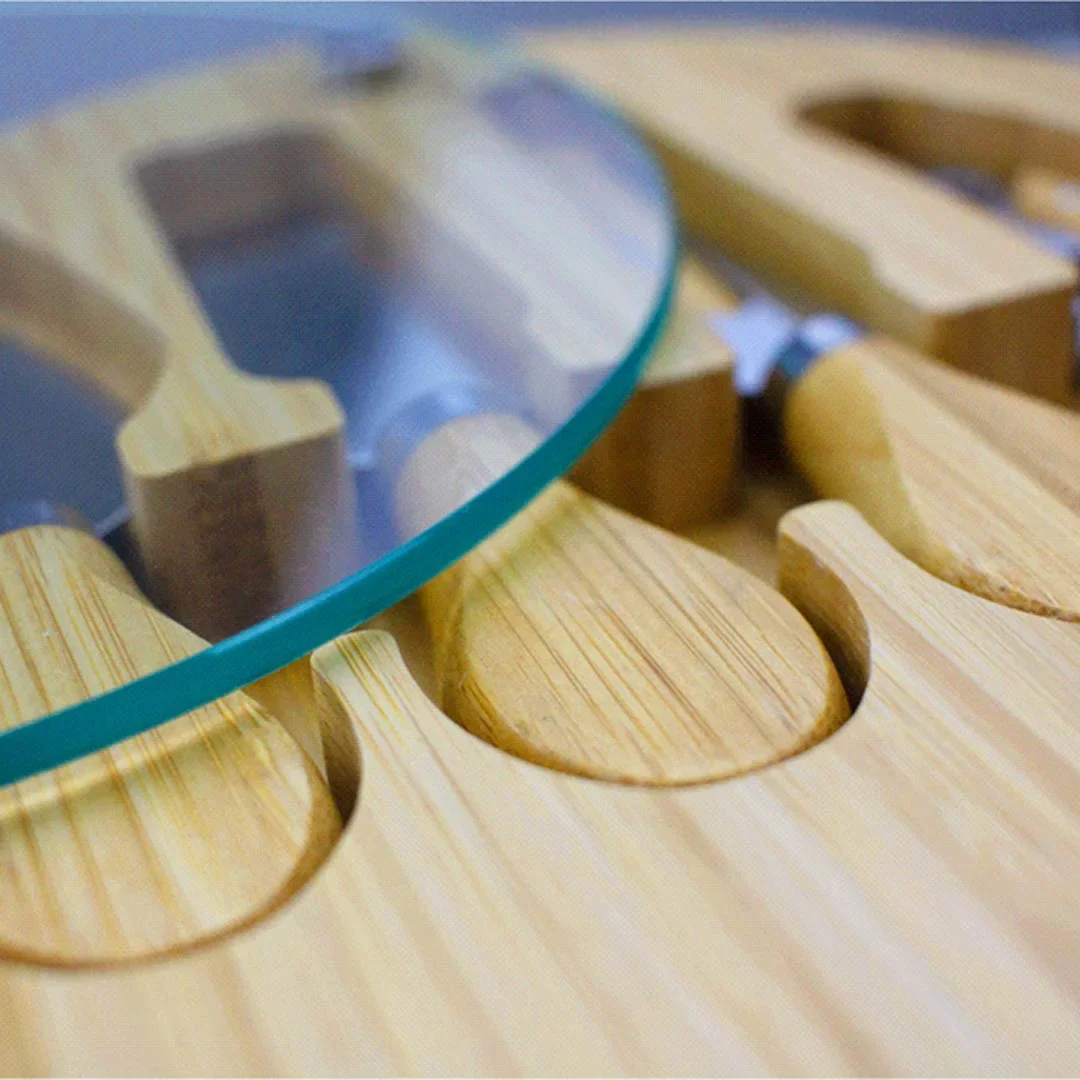 Trekk Round Bamboo Glass Cheese Set - Image 2