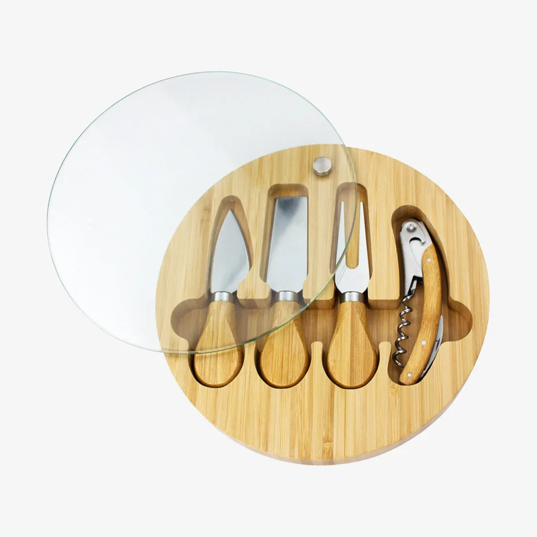 Trekk Round Bamboo Glass Cheese Set - Image 4